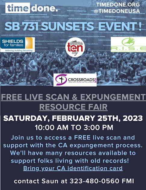 Senate Bill 731 "Sunsets" Free Live Scan and Expungement Resource Fair